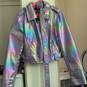 Purple Iridescent Leather Jacket